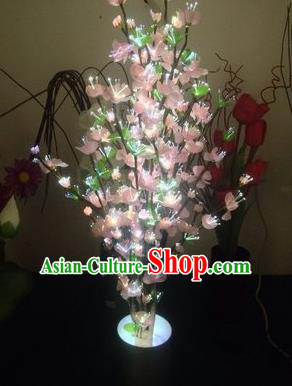 Chinese Traditional Electric LED Pink Flowers Lantern Desk Lamp Home Decoration Peach Blossom Lights
