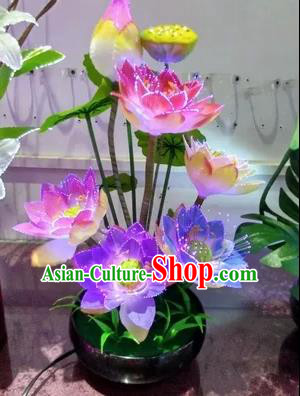 Chinese Traditional Electric LED Lotus Lantern Desk Lamp Flowers Lights