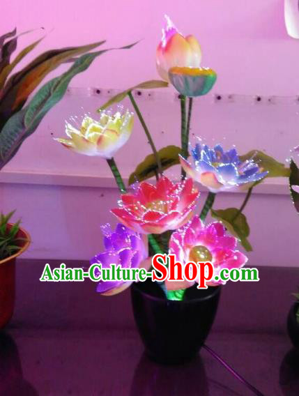 Chinese Traditional Electric LED Lotus Lantern Desk Lamp Home Decoration Lights