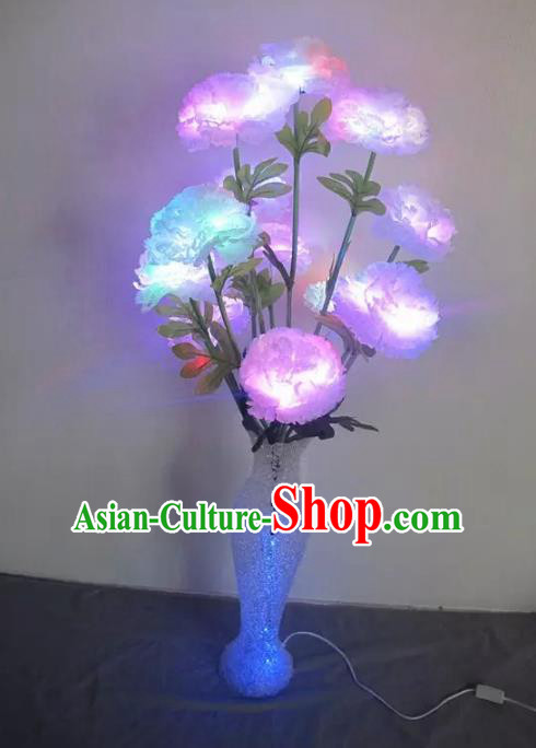 Chinese Traditional Electric LED Peony Flowers Lantern Desk Lamp Home Decoration Lights