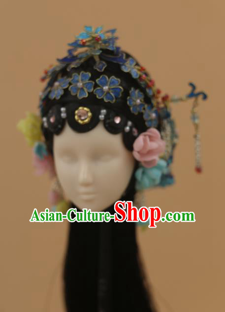 Chinese Traditional Silk Figurine Doll Hair Accessories Hairpins Ancient Beijing Opera Actress Headwear