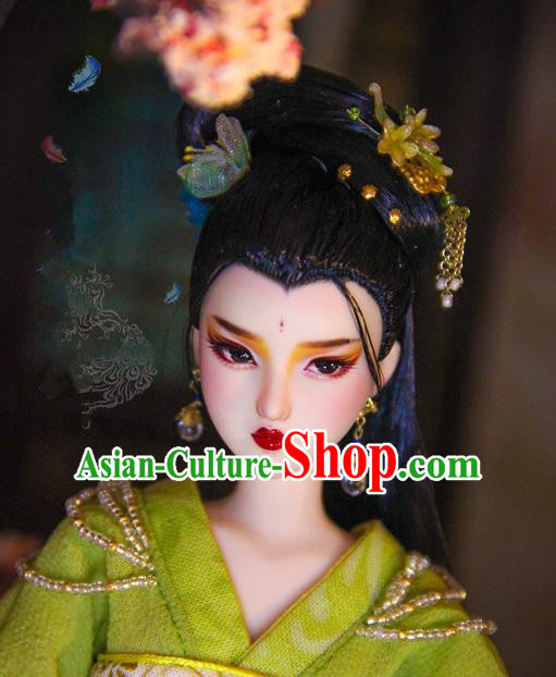 Chinese Traditional Silk Figurine Doll Hair Accessories Hairpins Ancient Imperial Princess Headwear