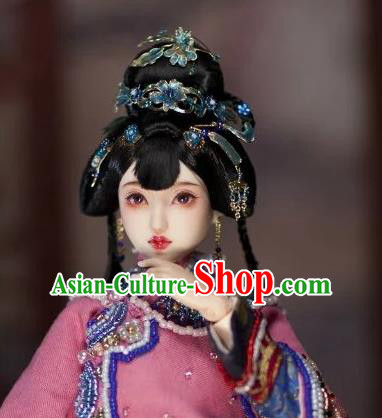 Chinese Traditional Silk Figurine Doll Hair Accessories Flowers Hairpins Ancient Princess Headwear
