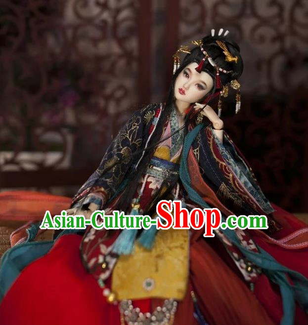 Chinese Traditional Silk Figurine Doll Hair Accessories Hairpins Ancient Tang Dynasty Princess Headwear