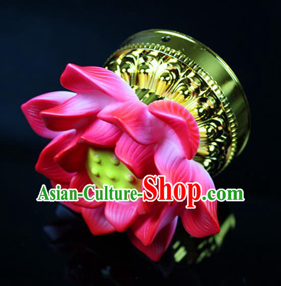 Chinese Traditional Electric LED Pink Lotus Lantern Desk Lamp Flowers Lights