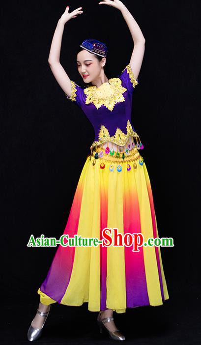 Traditional Chinese Uyghur Nationality Dance Costume, Chinese Uigurian Minority Dance Clothing for Women