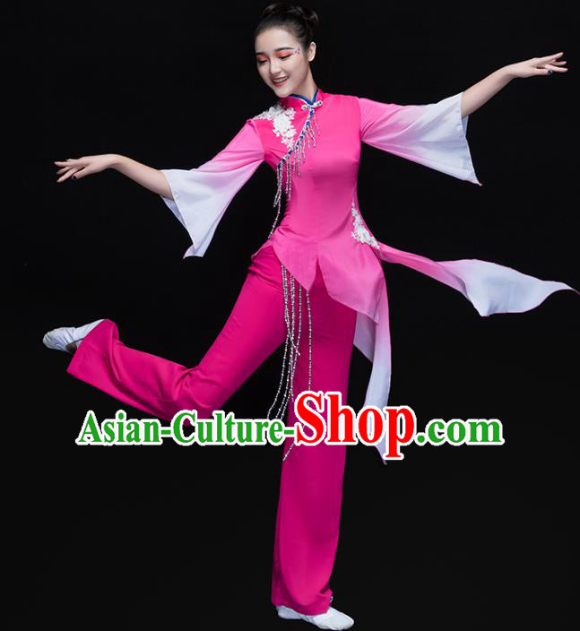 Traditional Chinese Classical Dance Umbrella Dance Rosy Costume, China Folk Dance Yangko Yellow Clothing for Women