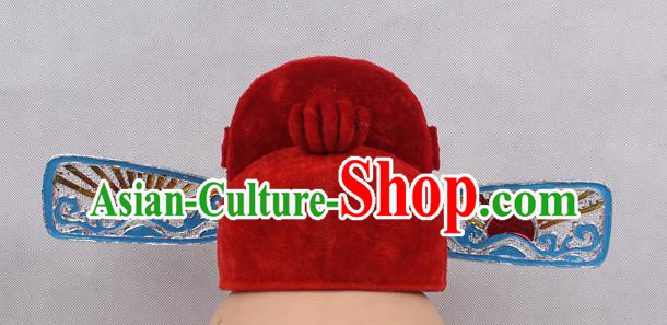Asian Chinese Beijing Opera County Magistrate Red Hats, Traditional China Peking Opera Lang Scholar Headwear