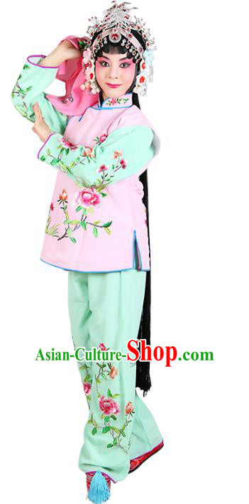 Chinese Beijing Opera Servant Girl Embroidered Pink Costume, China Peking Opera Actress Embroidery Clothing