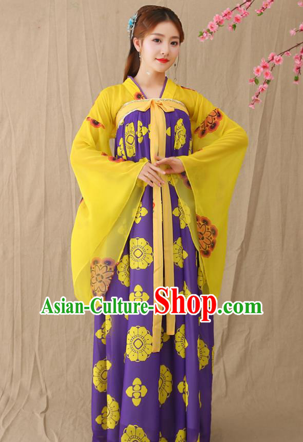 Traditional Chinese Tang Dynasty Princess Fairy Costume, China Ancient Palace Lady Hanfu Clothing for Women