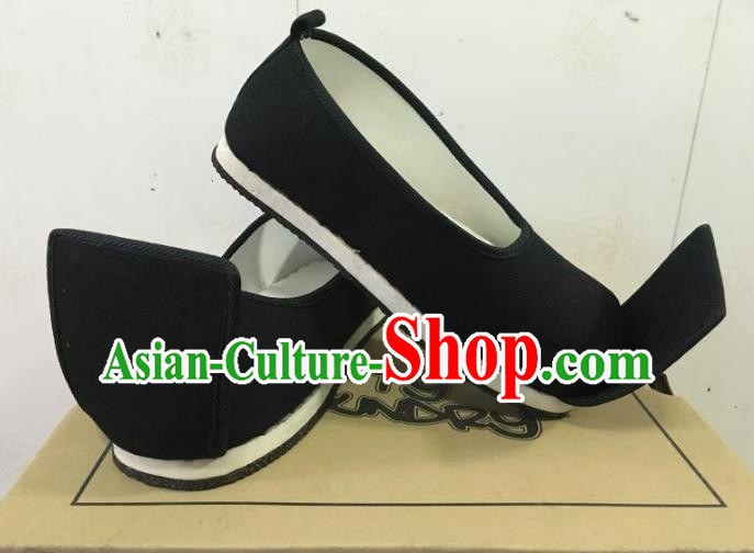 Traditional Chinese Ancient Han Dynasty Black Cloth Shoes, China Handmade Hanfu Shoes for Men