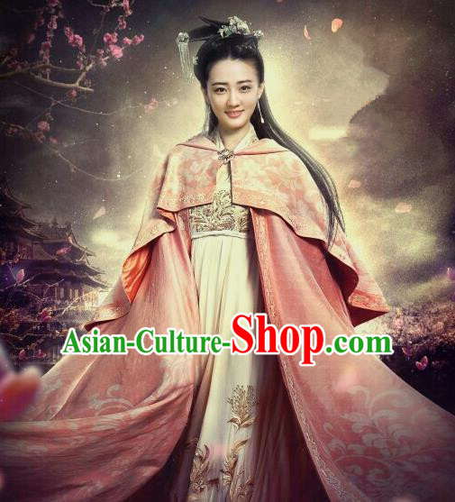 Traditional Ancient Chinese Tang Dynasty Palace Princess Embroidered Costume and Headpiece Complete Set for Women