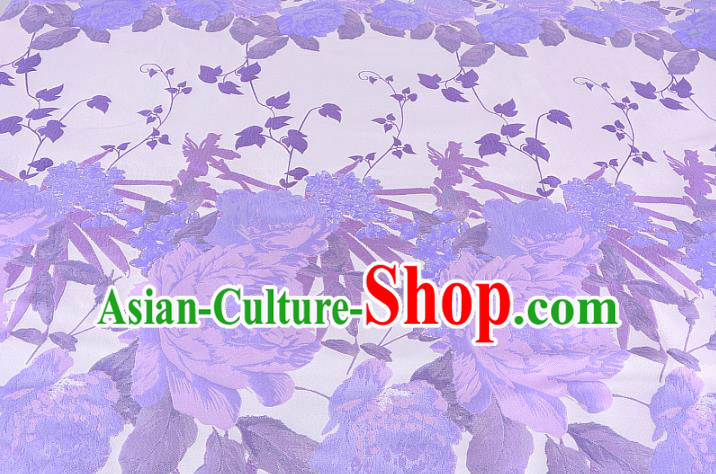 Chinese Traditional Costume Royal Palace Peony Pattern Purple Brocade Fabric, Chinese Ancient Clothing Drapery Hanfu Cheongsam Material