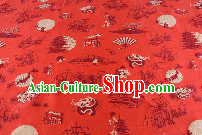 Chinese Traditional Costume Royal Palace Pattern Red Brocade Fabric, Chinese Ancient Clothing Drapery Hanfu Cheongsam Material