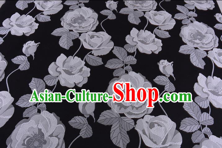 Chinese Traditional Costume Royal Palace White Flowers Pattern Fabric, Chinese Ancient Clothing Drapery Hanfu Cheongsam Material