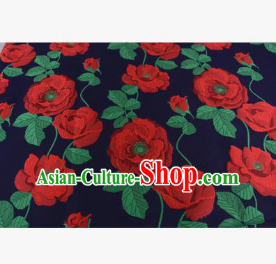 Chinese Traditional Costume Royal Palace Red Flowers Pattern Fabric, Chinese Ancient Clothing Drapery Hanfu Cheongsam Material