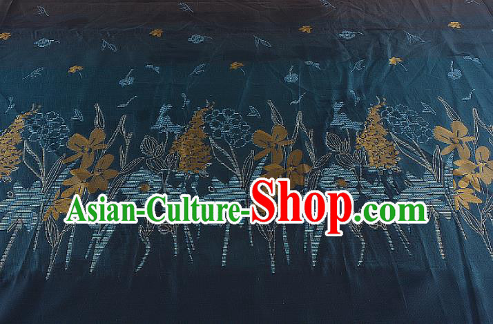 Chinese Traditional Costume Royal Palace Printing Atrovirens Brocade Fabric, Chinese Ancient Clothing Drapery Hanfu Cheongsam Material