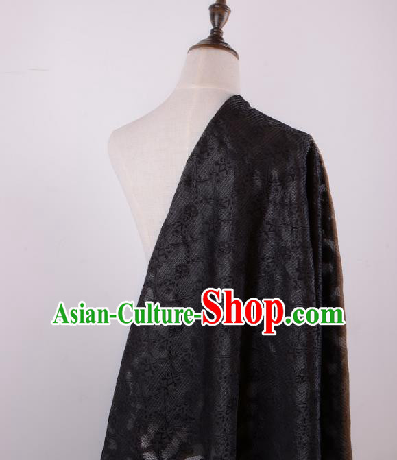 Chinese Traditional Costume Royal Palace Pattern Black Brocade Fabric, Chinese Ancient Clothing Drapery Hanfu Cheongsam Material