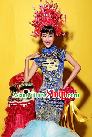 Traditional Chinese Wedding Costume, Elegant Chinese Wedding Bride Toast Full Dress Embroidered Phoenix Clothing for Women