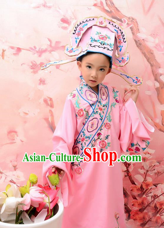 Traditional Ancient Chinese Peking Opera Scholar Costume, Hanfu Clothing Chinese Ming Dynasty Clothing for Kid