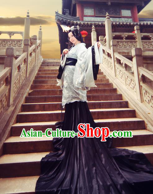 Traditional Ancient Chinese Imperial Consort Costume, Elegant Hanfu Clothing Chinese Han Dynasty Imperial Emperess Tailing Embroidered Gorgeous Clothing for Women