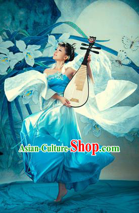Traditional Ancient Chinese Imperial Consort Dance Costume, Elegant Hanfu Clothing Chinese Tang Dynasty Imperial Empress Embroidered Peony Dance Clothing for Women