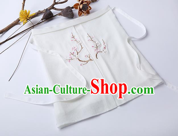Traditional Ancient Chinese Costume Chest Wrap, Elegant Hanfu Boob Tube Top Clothing Chinese Song Dynasty Embroidery Plum Blossom White Condole Belt for Women