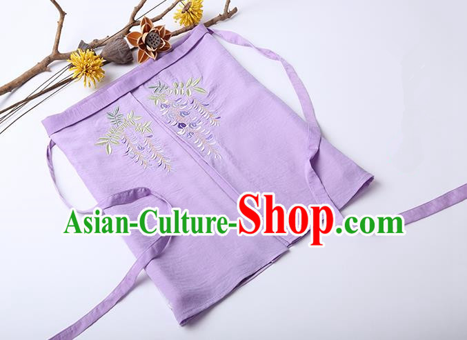 Traditional Ancient Chinese Costume Chest Wrap, Elegant Hanfu Boob Tube Top Clothing Chinese Song Dynasty Embroidery Wisteria Violet Condole Belt for Women