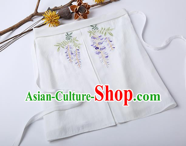 Traditional Ancient Chinese Costume Chest Wrap, Elegant Hanfu Boob Tube Top Clothing Chinese Song Dynasty Embroidery Wisteria White Condole Belt for Women
