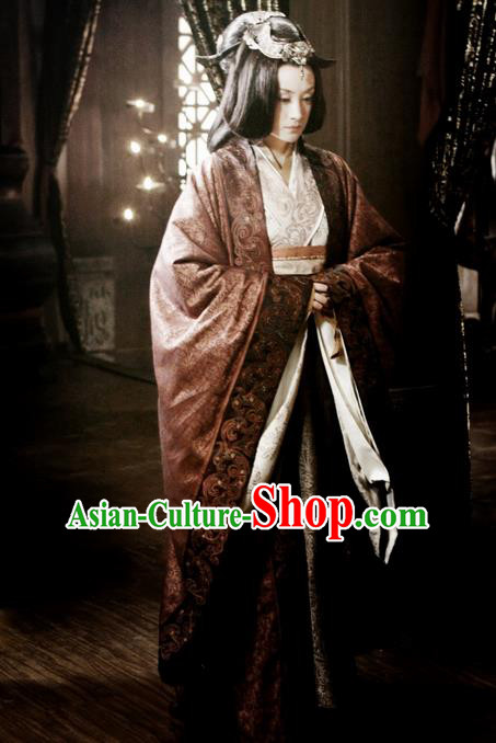 Traditional Ancient Chinese Imperial Empress Costume, Elegant Hanfu Dress Chinese Qin Dynasty Imperial Queen Elegant Tailing Embroidered Clothing for Women