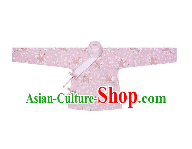 Traditional Ancient Chinese Female Costume Blouse, Elegant Hanfu Clothing Chinese Ming Dynasty Palace Lady Embroidered Oriental Cherry Pink Shirt Clothing for Women