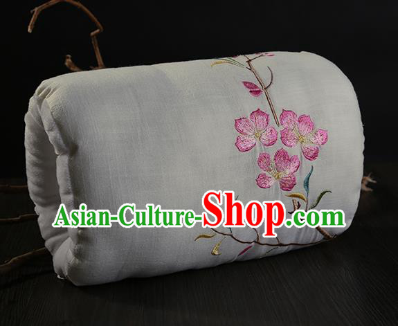 Traditional Ancient Chinese Embroidered Muff Embroidered Peach Blossom Bolster Beige Handwarmers for Women