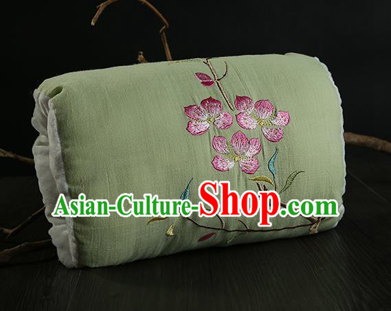 Traditional Ancient Chinese Embroidered Muff Embroidered Peach Blossom Bolster Pea Green Handwarmers for Women