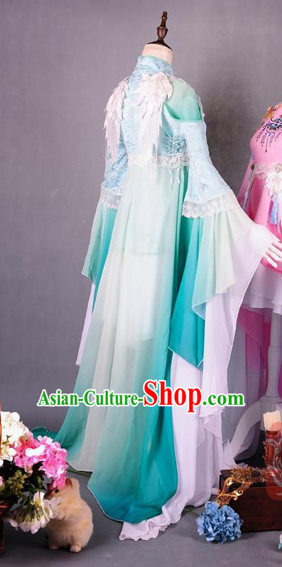 Traditional Asian Chinese Ancient Princess Costume, Elegant Hanfu Wide Sleeves Short Dance Dress, Chinese Imperial Princess Tailing Embroidered Clothing, Chinese Fairy Princess Empress Queen Cosplay Costumes for Women