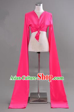 Traditional Chinese Long Sleeve Water Sleeve Dance Suit China Folk Dance Koshibo Long Rose Red Ribbon for Women