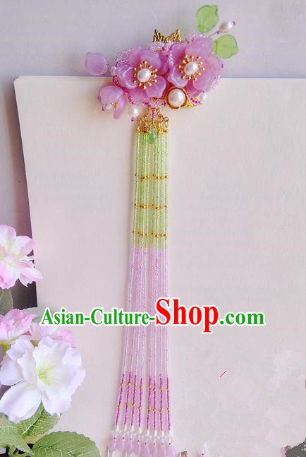 Traditional Handmade Chinese Ancient Princess Classical Accessories Jewellery Coloured Glaze Hair Sticks Hair Jewellery, Pearl Long Tassels Hair Fascinators Hairpins for Women