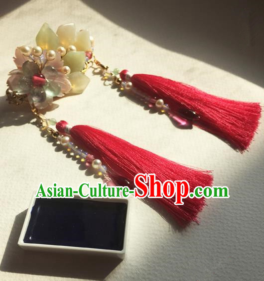 Traditional Handmade Chinese Ancient Princess Classical Hanfu Accessories Jewellery Coloured Glaze Hair Sticks Hair Jewellery, Tassel Hair Fascinators Hairpins for Women