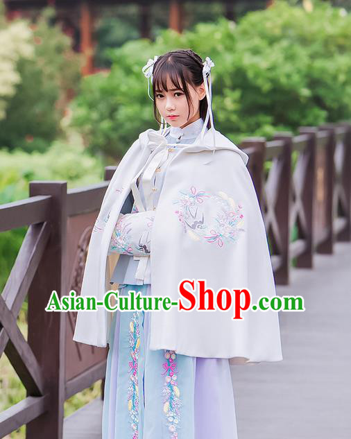 Traditional Ancient Chinese Embroidered Hanfu Muff Embroidered Swallow White Handwarmers for Women