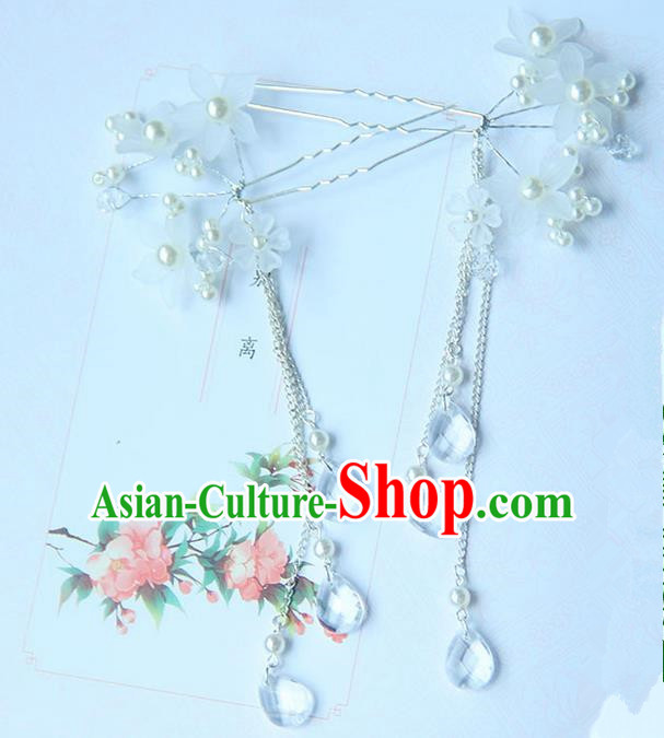 Traditional Handmade Chinese Ancient Princess Classical Accessories Jewellery Pearl Flowers Hair Sticks Hair Claws, Hair Fascinators Hairpins for Women
