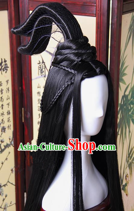 Traditional Handmade Ancient Chinese Han Dynasty Imperial Princess Wig, Ancient Chinese Cosplay Fairy Palace Young Lady Wig for Women