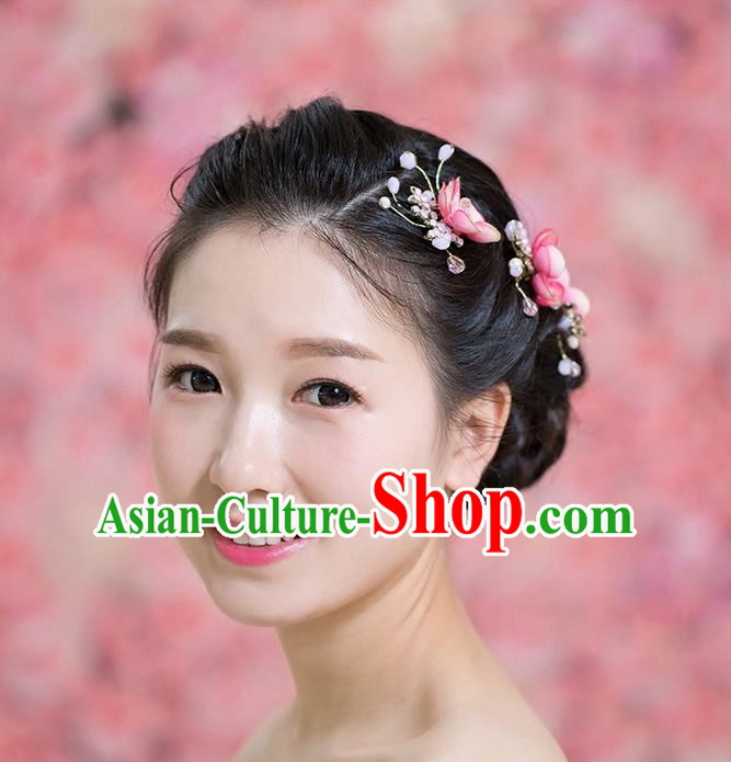 Handmade Chinese Classical Hair Accessories Wedding Hair Sticks Hair Jewellery, Bride Royal Crown Red Plum Flowers Hair Clasp for Women
