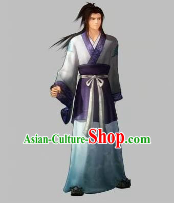 Traditional Ancient Chinese Classical Cartoon Character Uniform Cosplay Swordsman Game Role Complete Set for Men