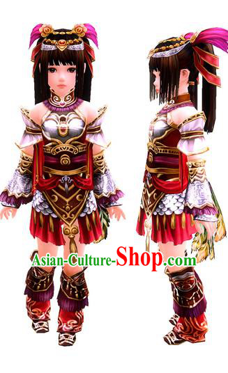 Traditional Ancient Chinese Classical Cartoon Character Little Fairy Uniform Cosplay Game Role Han Dynasty Children Swordmen Princess Costume Complete Set for Women