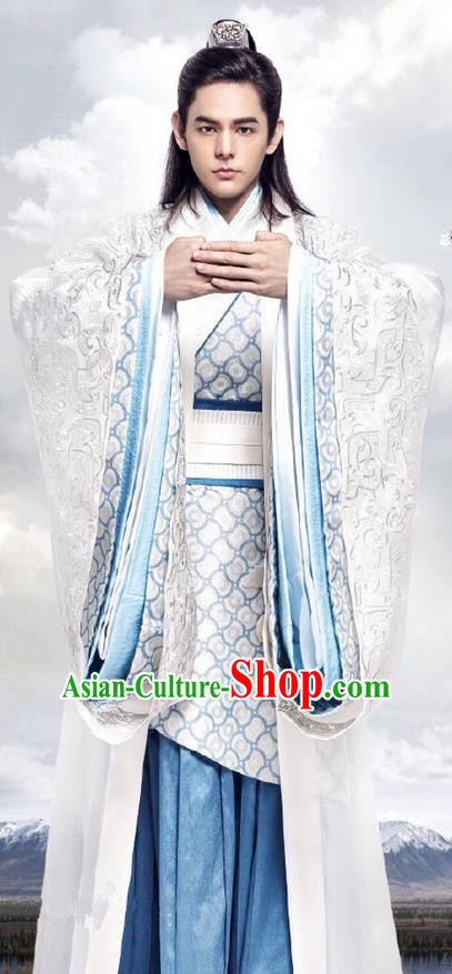 Traditional Ancient Chinese Nobility Childe Costume, Elegant Hanfu Male Lordling Dress, Warring States Swordsman Clothing, China Warring States Prince Embroidered Clothing for Men