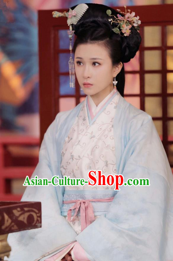 Traditional Ancient Chinese Imperial Consort Costume, Elegant Hanfu Dress Clothing, Chinese Warring States Period Imperial Empress Princess Tailing Embroidered Clothing for Women