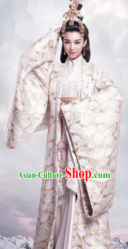 Traditional Ancient Chinese Imperial Consort Costume, Elegant Hanfu Dress Clothing, Chinese Warring States Period Imperial Concubine Princess Tailing Embroidered Clothing for Women