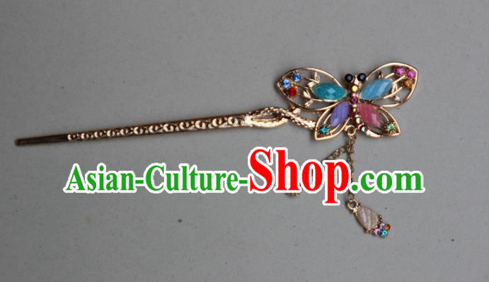 Traditional Chinese Miao Ethnic Minority Palace Hair Jewelry Accessories, Hmong Handmade Butterfly Tassel Hairpins, Miao Ethnic Jewelry Accessories Hair Claw for Women