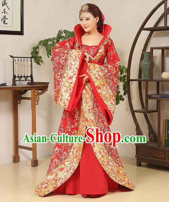 Traditional Ancient Chinese Imperial Emperess Costume, Chinese Wedding Dress, Cosplay Chinese Peri Imperial Princess Tailing Clothing Hanfu for Women