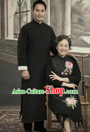 Traditional Ancient Chinese Old Women Cheongsam Dress, Chinese Tangsuit Embroidered Cheongsam for Women
