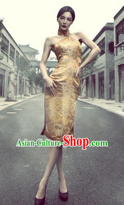 Traditional Ancient Chinese Young Women Cheongsam Dress, Republic of China Tangsuit Silk Cheongsam for Women